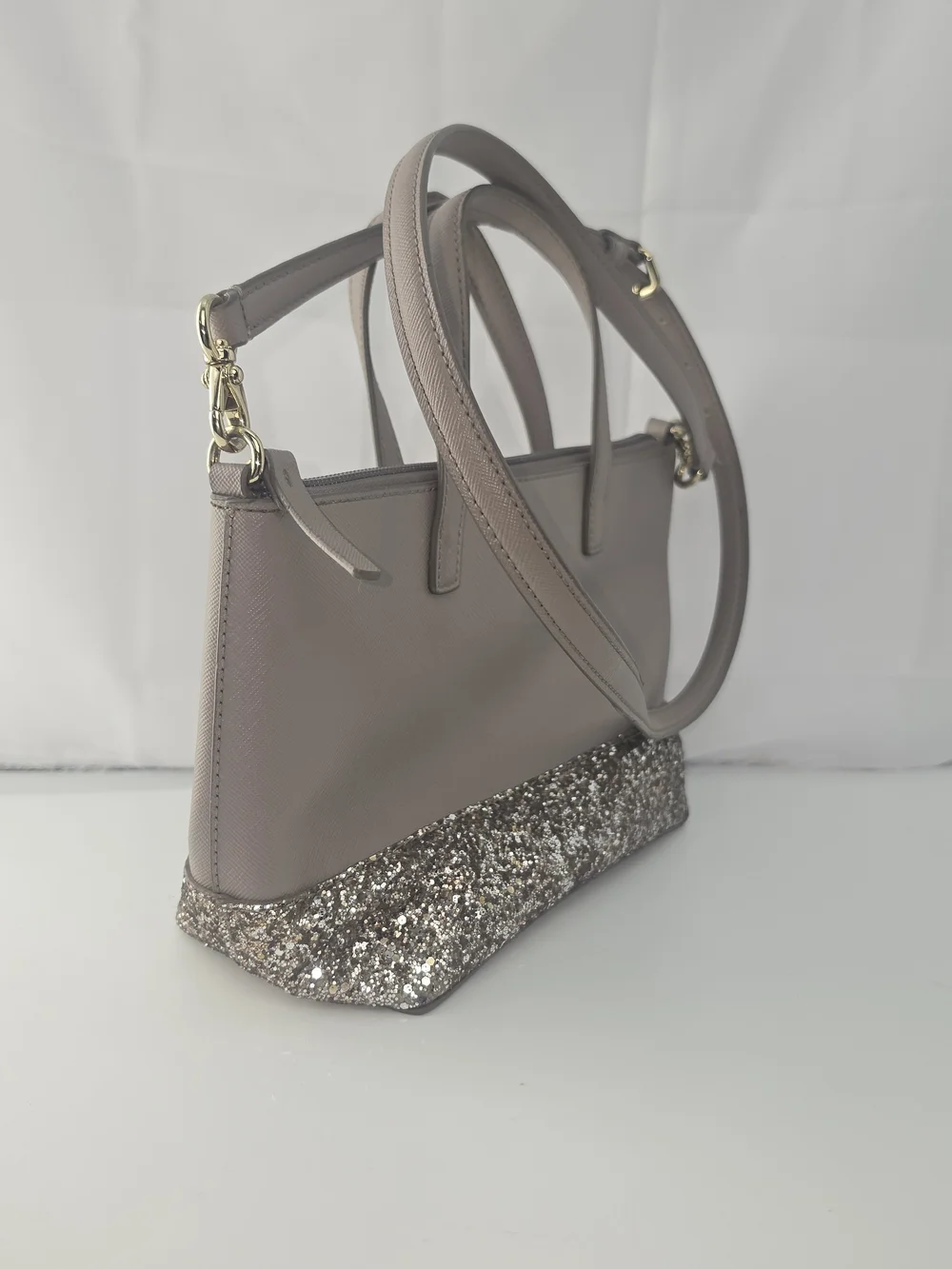 kate spade Taupe Shoulder Bag with Glitter Base and Gold Hardware